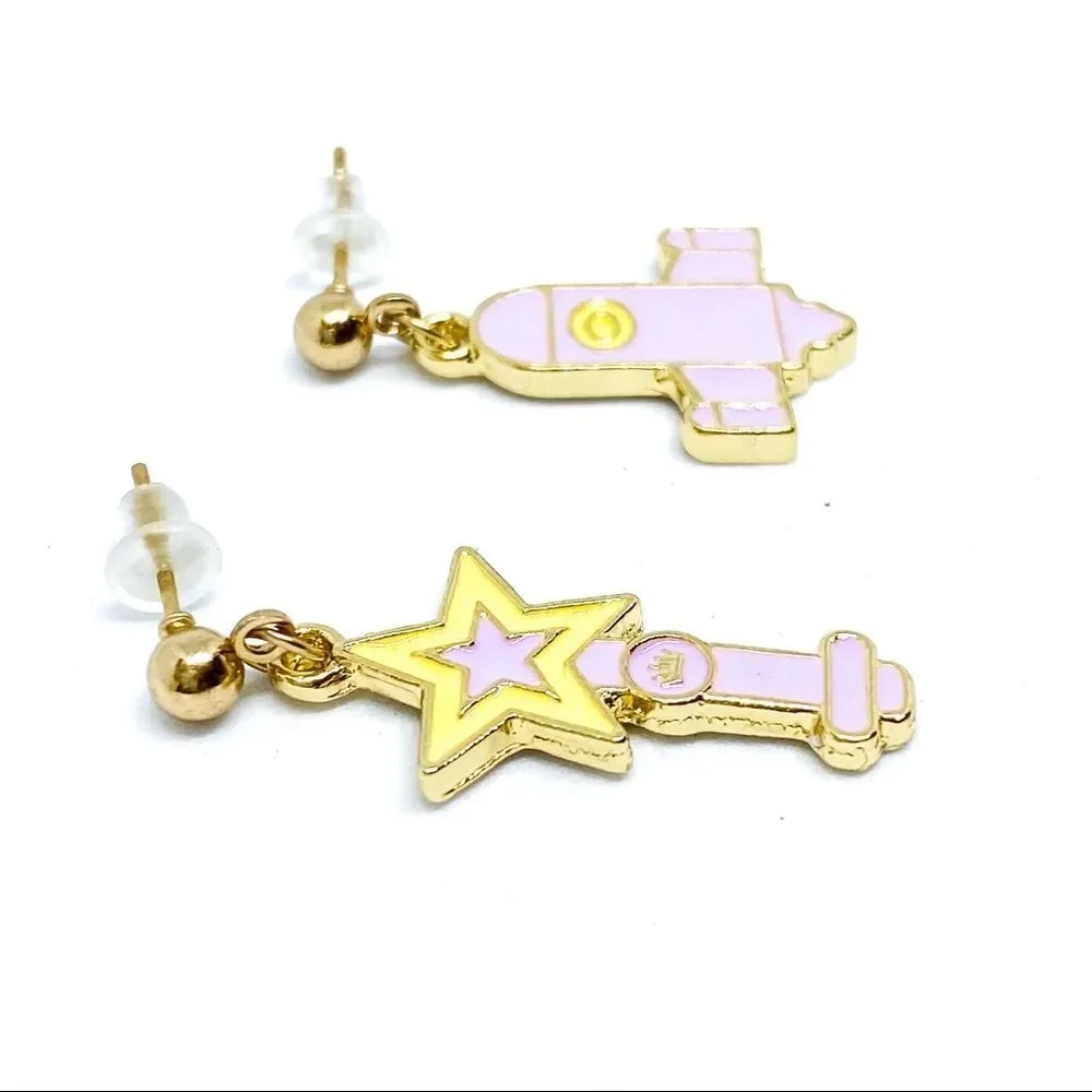 Pastel Lavender Enamel Rocket 🚀 & Star Earring